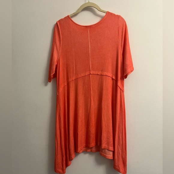 Easel Oversized Ribbed V-Neck T-shirt Sundress- Pink and Orange- Size S - Picture 2 of 12